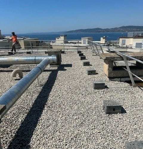 Toiture terrasse sous protection lourde gravillon